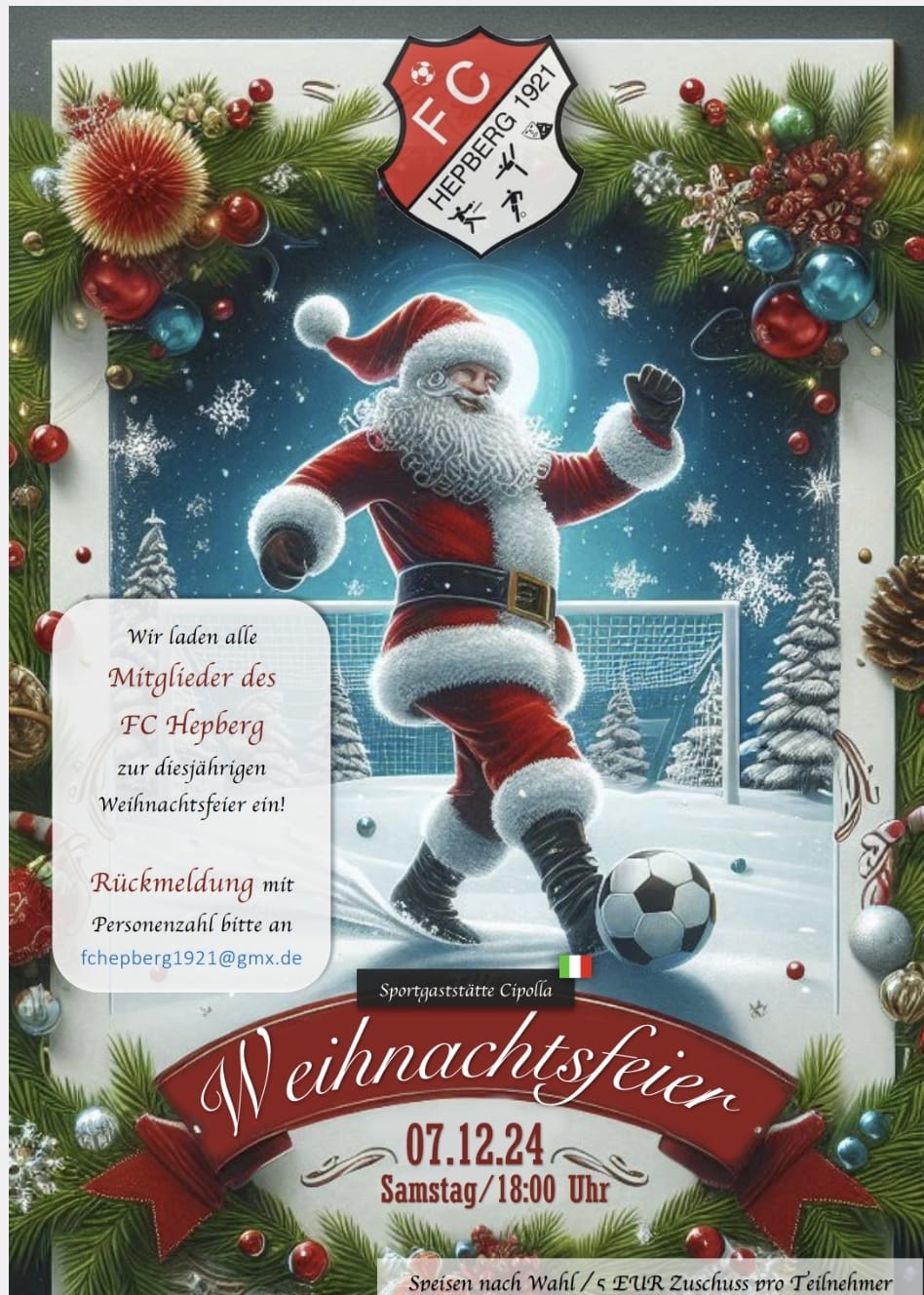 Mehr über den Artikel erfahren Weihnachtsfeier FC Hepberg 2024